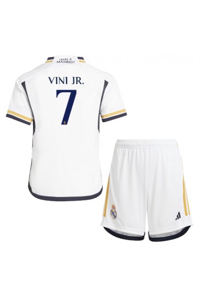 Real Madrid Vinicius Junior #7 Jalkapallovaatteet Lasten Kotipeliasu 2023-24 Lyhythihainen (+ Lyhyet housut)